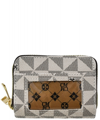 Monogrammed Accordion Card Holder Double Zip Wallet PM014 TAUPE